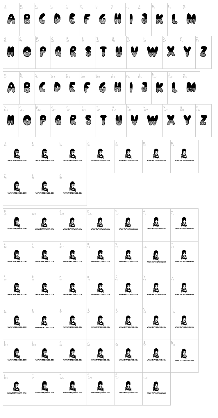 Shades of Black font map